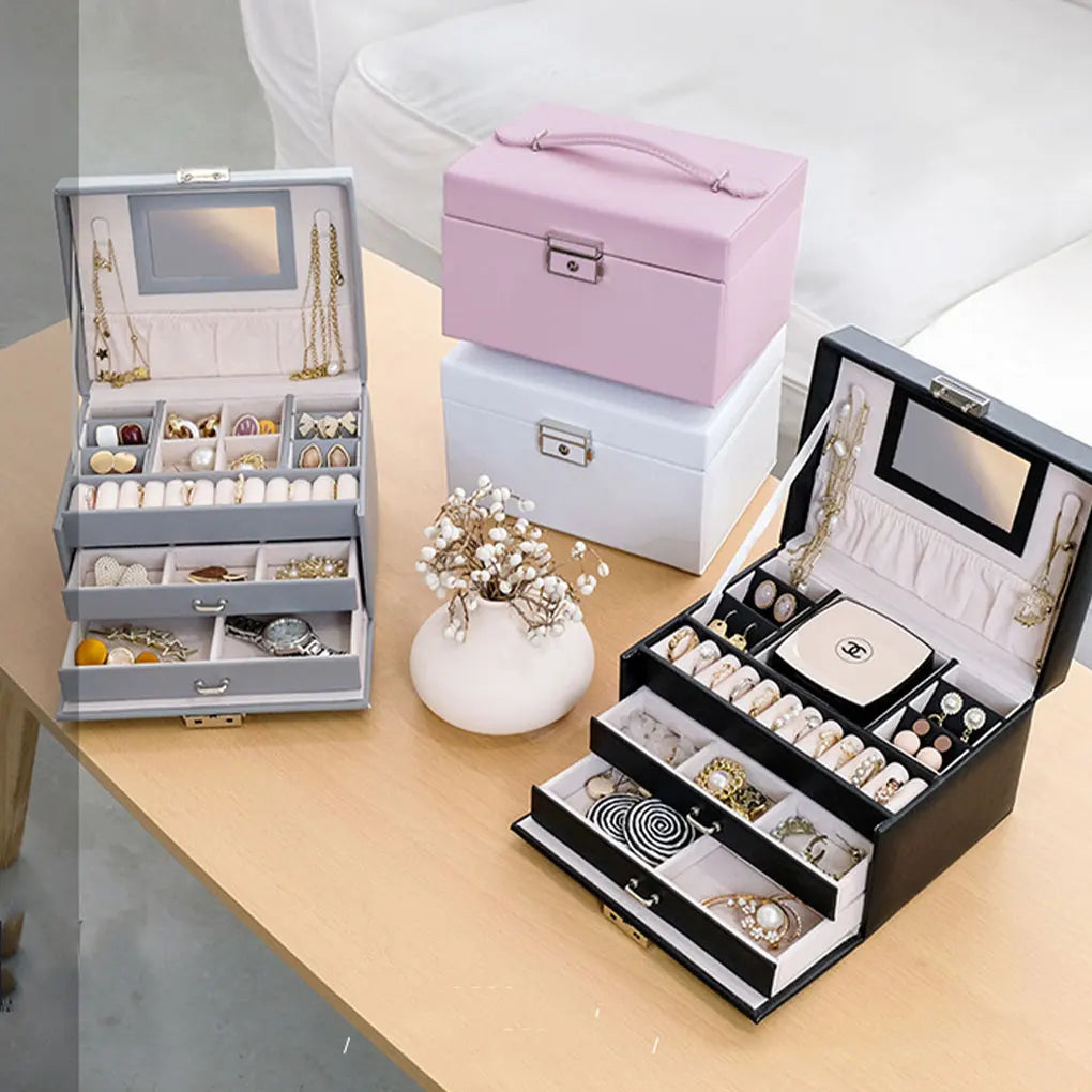 Lockable Jewelry Box With Drawers Elegant Storage Solution For Women Lockable Jewellery Organiser