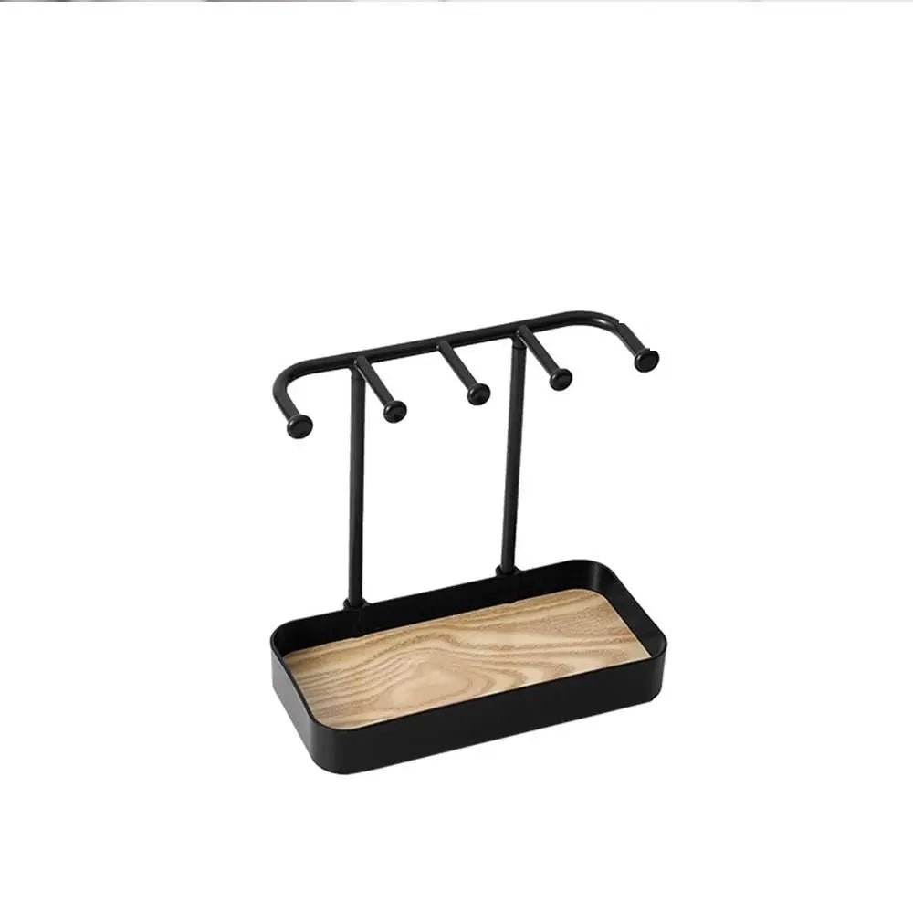 Key Display Rack Wooden Jewelry Storage Rack PP with Storage Box Base Earrings Display Rack Desktop Organising Stand Women