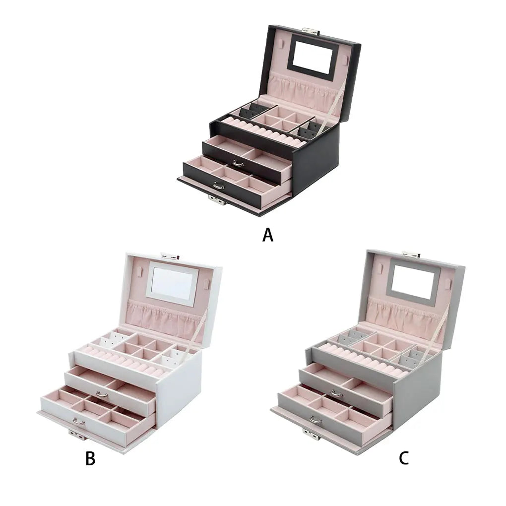 Lockable Jewelry Box With Drawers Elegant Storage Solution For Women Lockable Jewellery Organiser