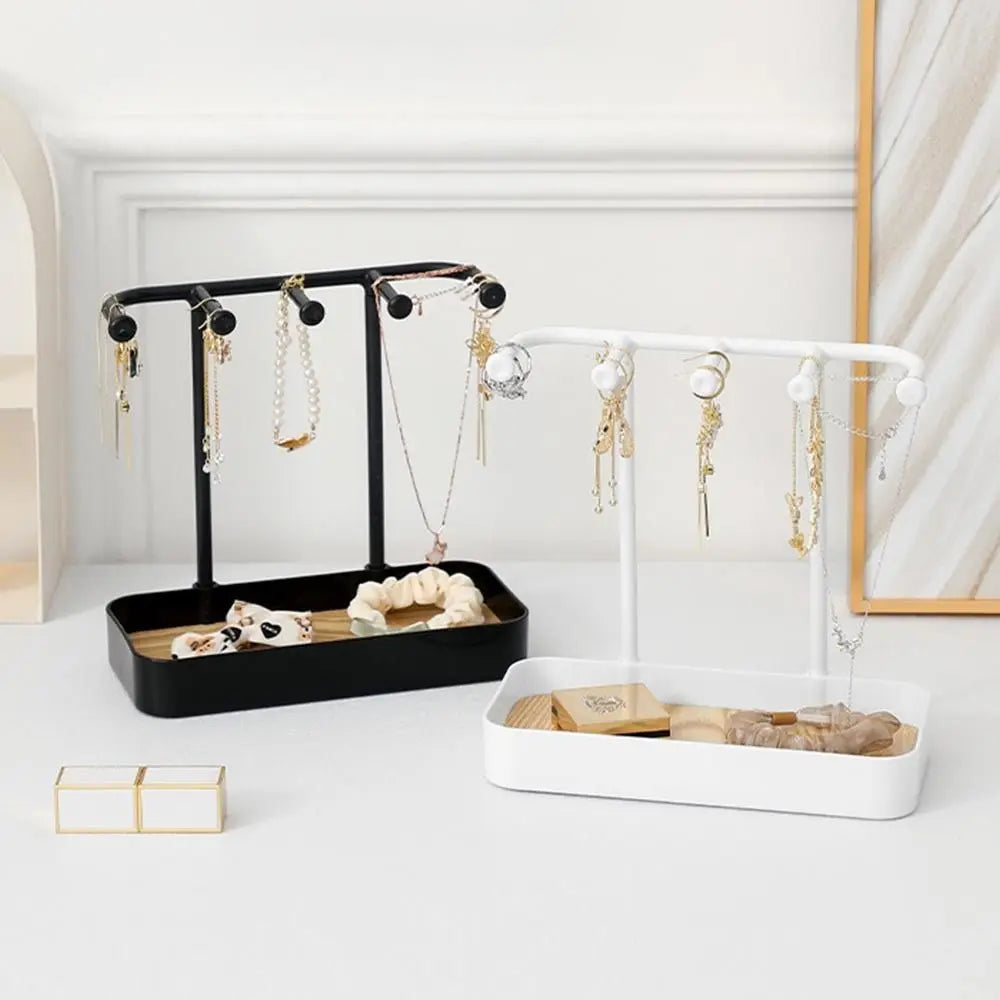 Key Display Rack Wooden Jewelry Storage Rack PP with Storage Box Base Earrings Display Rack Desktop Organising Stand Women