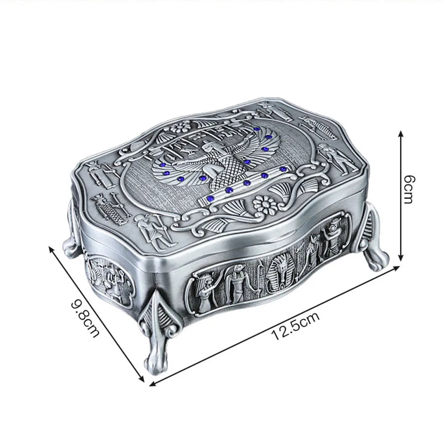 vintage Egyptian Jewelry Accessory Storage Box Creative metal display case box Organiser Chest Ring Case for Women