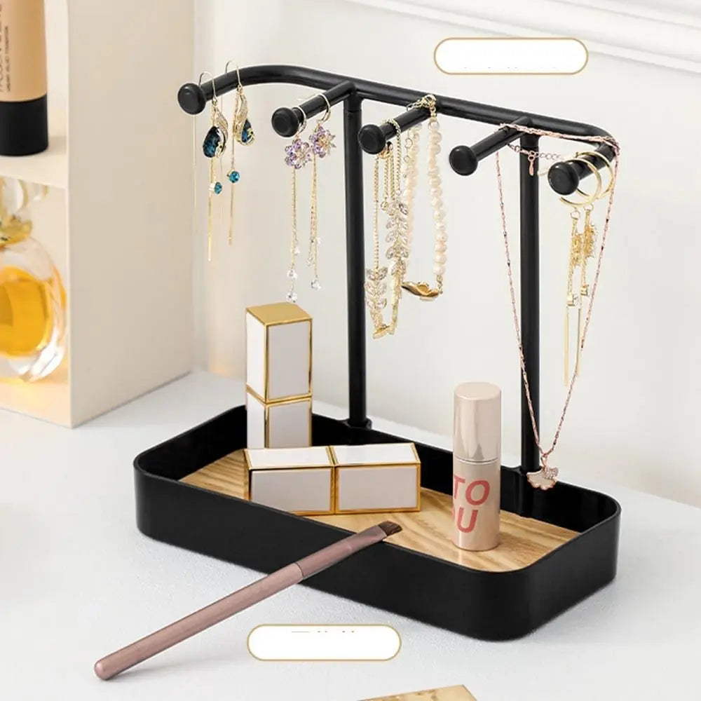 Key Display Rack Wooden Jewelry Storage Rack PP with Storage Box Base Earrings Display Rack Desktop Organising Stand Women